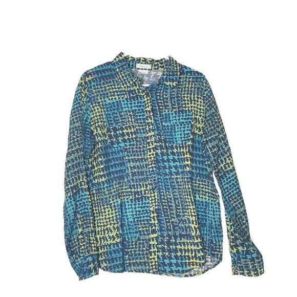 Van Heusen Button Down Long Sleeve Top SZ L Womens Black Green Blue -lot of 2 - Picture 8 of 12